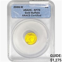 2008-W $5 1/10oz. Gold Buffalo ANACS SP70