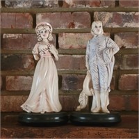 Pinky and Blue Boy Ceramic 13½" Figurines