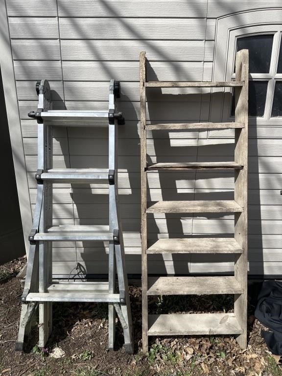 Metal 17ft Extension Ladder & Wooden 5ft Ladder