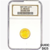 1900 .1296oz. Gold Denmark 10 Kronor NGC MS62