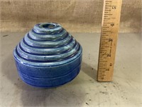 Vintage blue stoneware weather vane rod ball