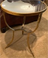 Hollywood Regency Style Mirrored Top Side Table