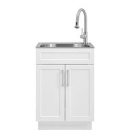 Laundry Sink with Faucet and Storage Cabinet