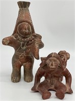 2 Pre Columbian Style Pottery Sculptures