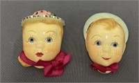 Vintage Boy & Girl Small Plaster Wall Hangings