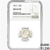 1917 Mercury Silver Dime NGC MS65 FB