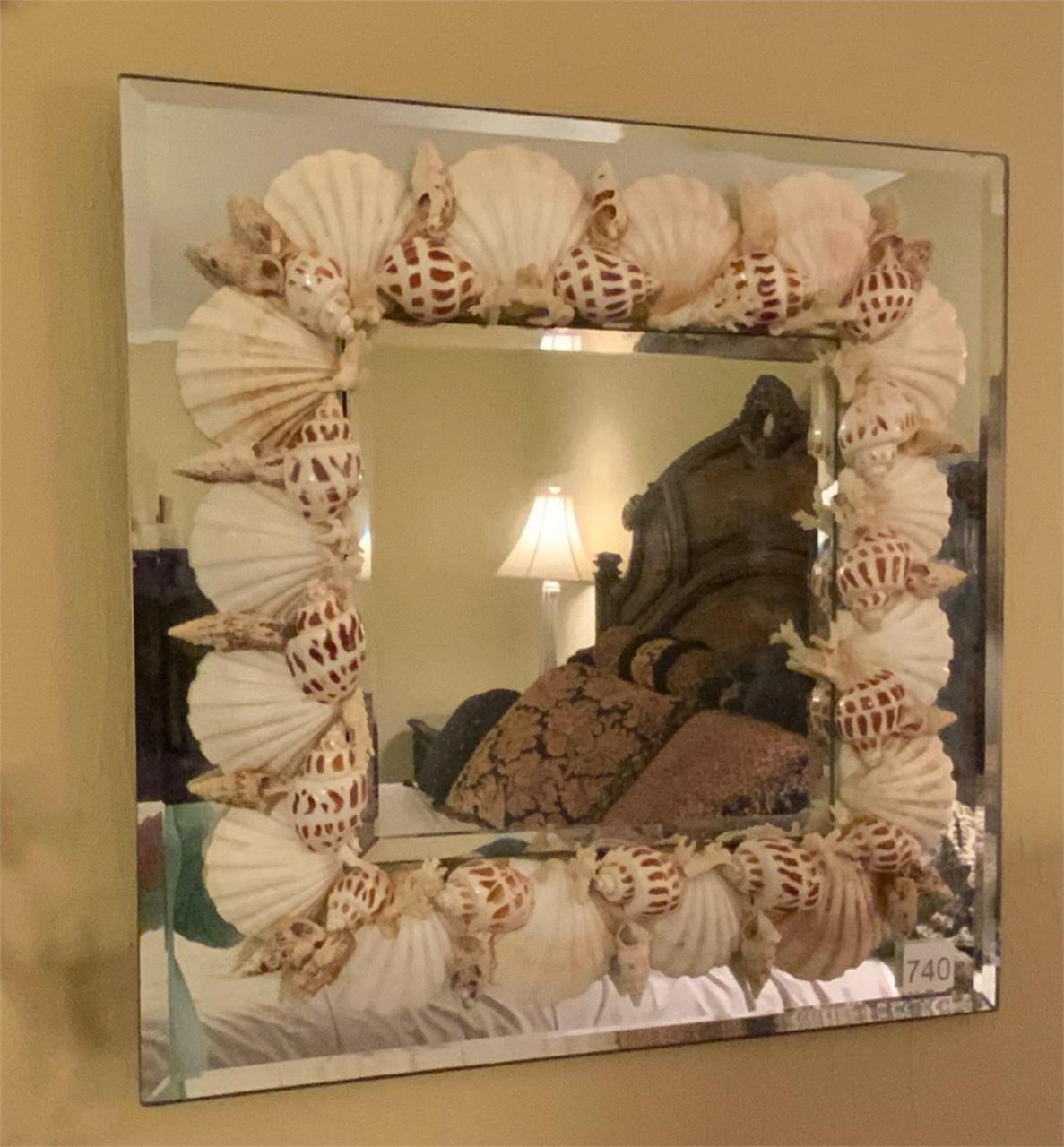 Fancy Seashell Beveled Mirror 18" x 18"