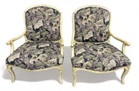 Pair of vintage French-style upholstered