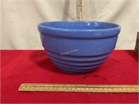 Ringed blue pottery mixing bowl
