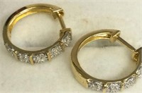 18 kt. Gold and Silver Diamond Earrings
