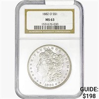 1882-O Morgan Silver Dollar NGC MS63