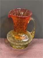 Amberina crackle glass small pitcher West