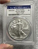 PCGS 2018W MS69 American Eagle Silver Dollar