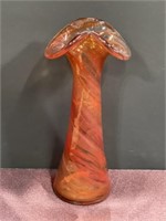 Orange swirl glass vase