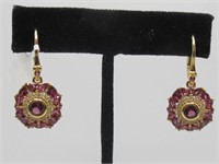 .925 SS Rhodolite & White Zircon Earring