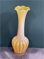 Orange white swirl glass vase