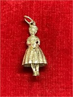 Sterling silver charm girl holding bouquet