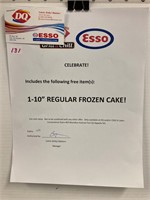 One  10" Frozen Cake