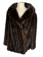 Dark Brown Hip Length Fur Coat