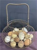 MCM wire egg basket with wood eggs