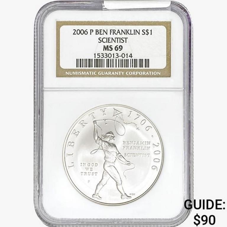 2006-P Ben Franklin Scientist Silver $1 NGC MS69
