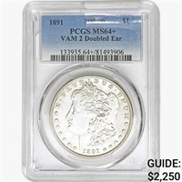 1891 Morgan Silver Dollar PCGS MS64+ VAM 2 DBL