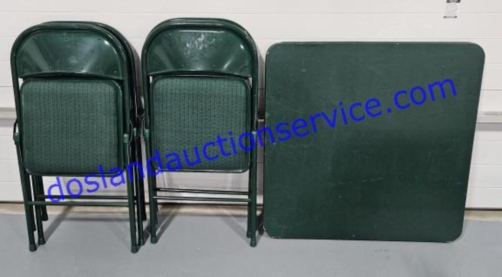 Green card table & 4 chairs