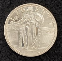 .999 Silver 1 Troy Ounce Standing Liberty Round