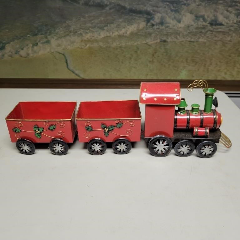 Tin Christmas Train Decor 23" Long