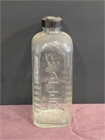 Vintage embossed water bottle clear black top