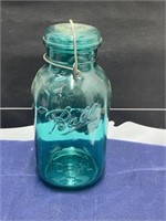 Large blue ball jar with lid