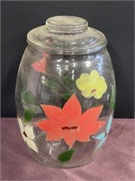 MCM hand painted flowers cookie jar