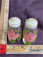 MCM hand painted flowers salt and pepper shakers