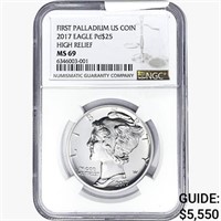 2017 1oz. Pd $25 First Palladium US Coin NGC MS69