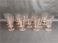 Set of 13 Vintage Pink Depression Glass Goblets