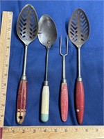 Wood handle kitchen utensils vintage