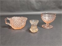 Three Vintage Pink Depression Glass Cups
