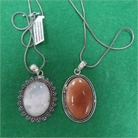 TWO (2) German Silver Pendant Necklaces