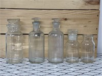 Clear apothecary bottle lot vintage
