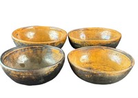 4 antique pottery bowls