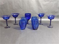 Variety of Hand-Blown Cobalt Blue Glassware