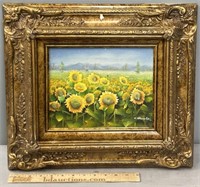 Sunflower Meadow Oil Painting on Board