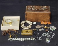 Group of costume jewelry pcs., box lot