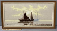 Ships at Sea Nautical Oil Painting on Canvas