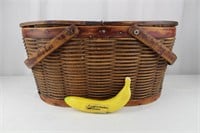 Refrigerated Vintage Cane & Wood Picnic Basket!
