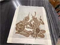 Thai rubbing on rice paper 17x21-1/2 brown