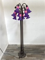 Lily glass & metal floor lamp in working