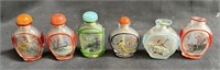 6 vintage hand-blown reverse-painted Chinese