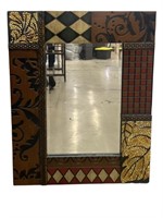 Handmade Leaf Design Checkerboard Mirror
