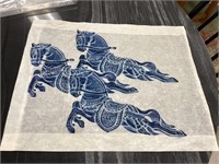Thai rubbing on rice paper 22x17-1/2 blue